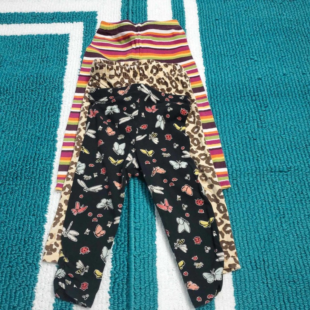 Bundle 3 Girls Infant Toddler Leggings Sweatpant Jogger Animal Print Pattern